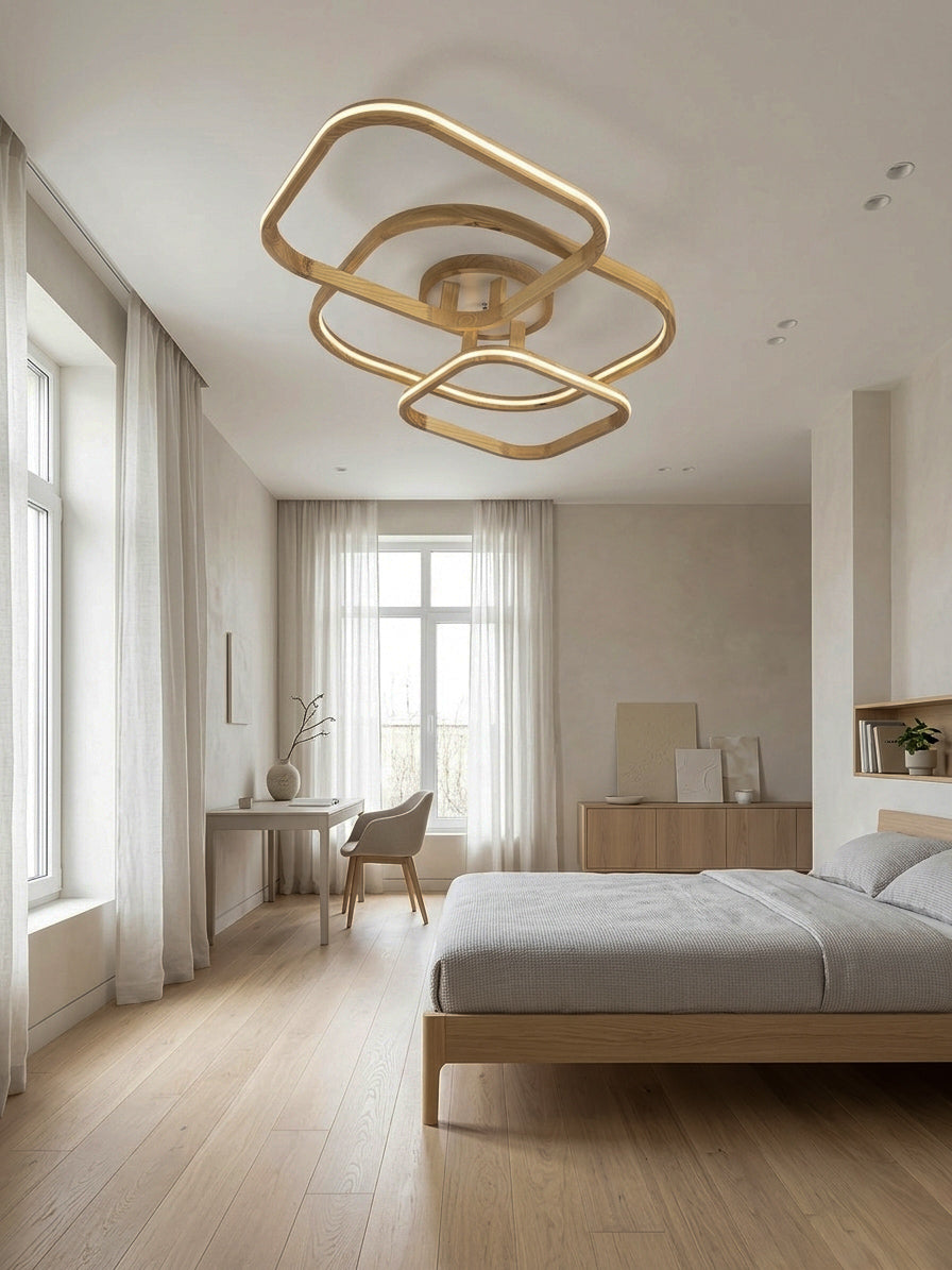 Square loop wood LED flush mount ceiling light — photo 8