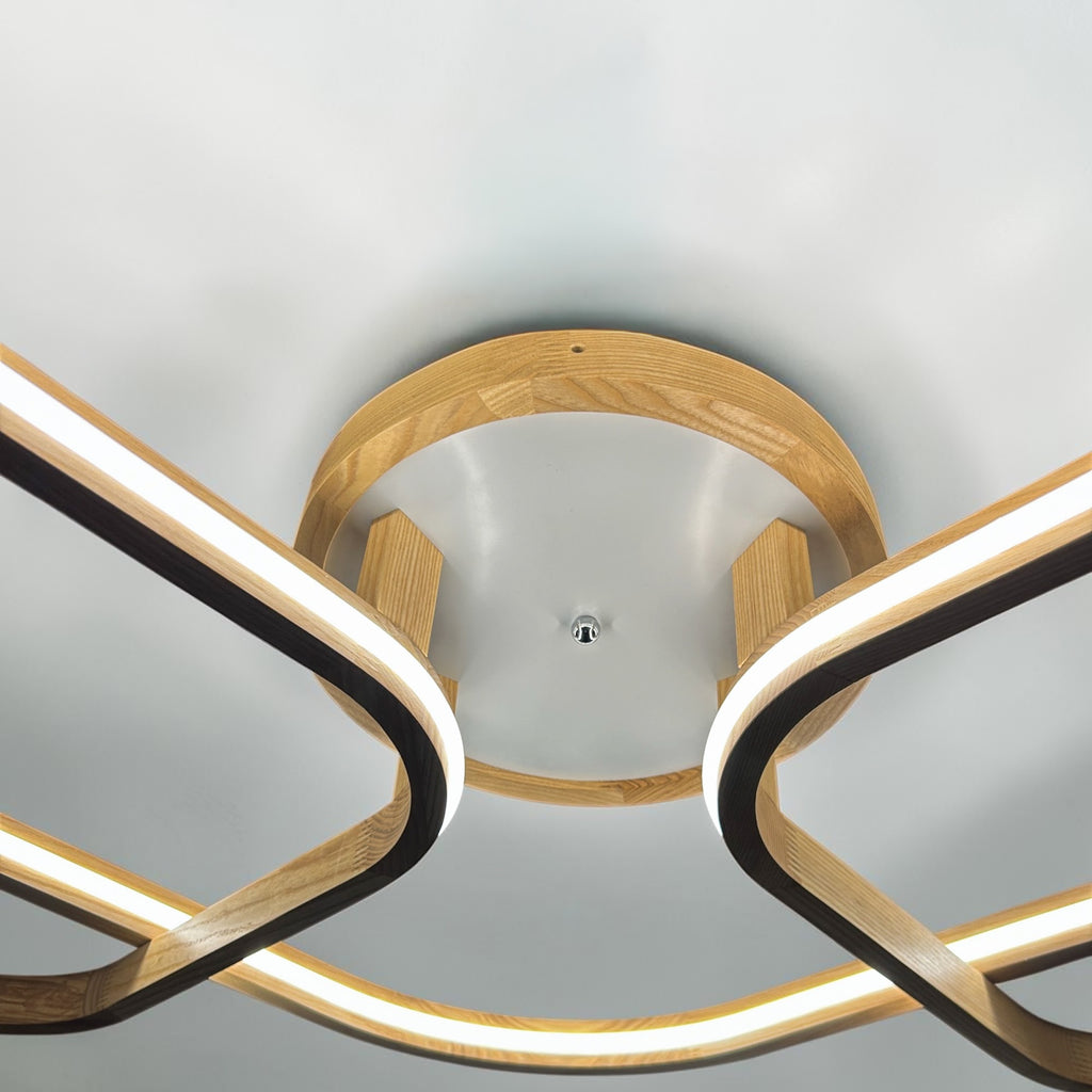 Square loop wood LED flush mount ceiling light — photo 6