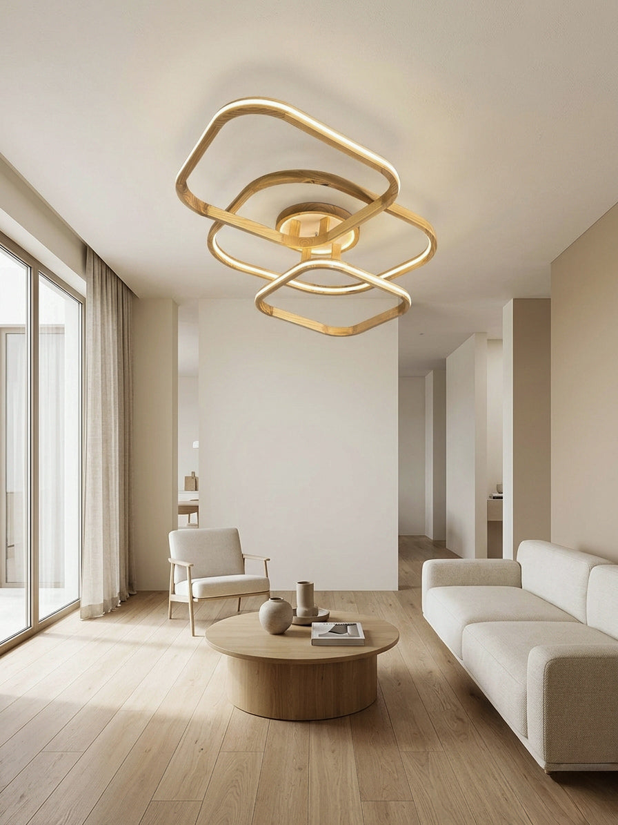 Square loop wood LED flush mount ceiling light — photo 9