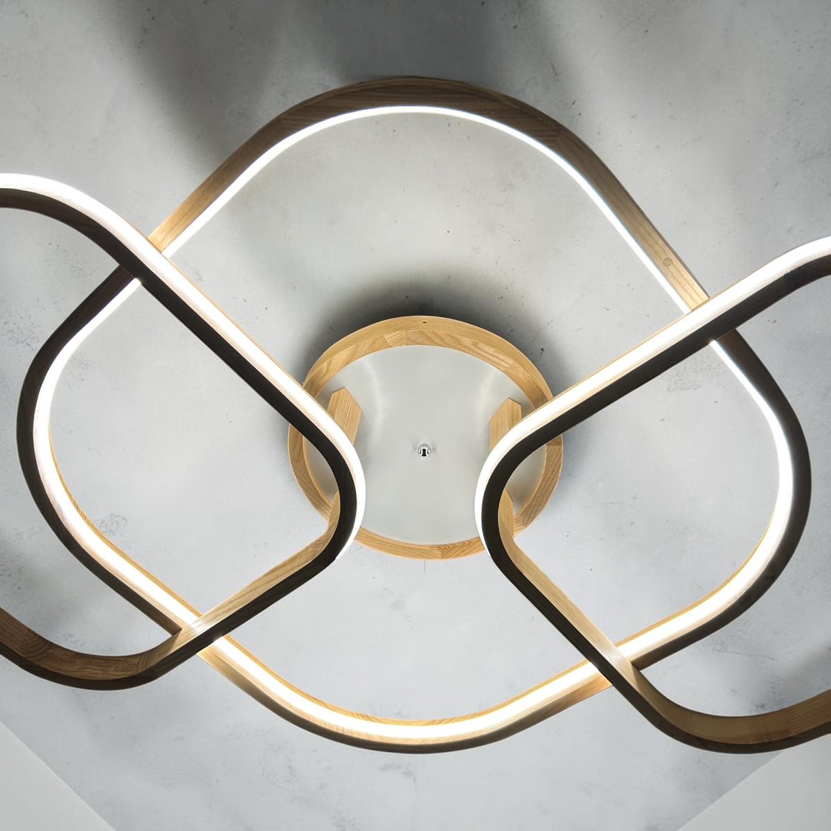 Square loop wood LED flush mount ceiling light — photo 5