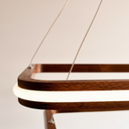 Two-tier rectangular wood LED pendant light over desk — photo 7