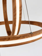 Two ring oak wood LED pendant light over kitchen island — photo 11