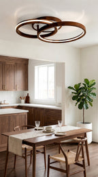 Double ring wood LED flush mount ceiling light, walnut — photo 10