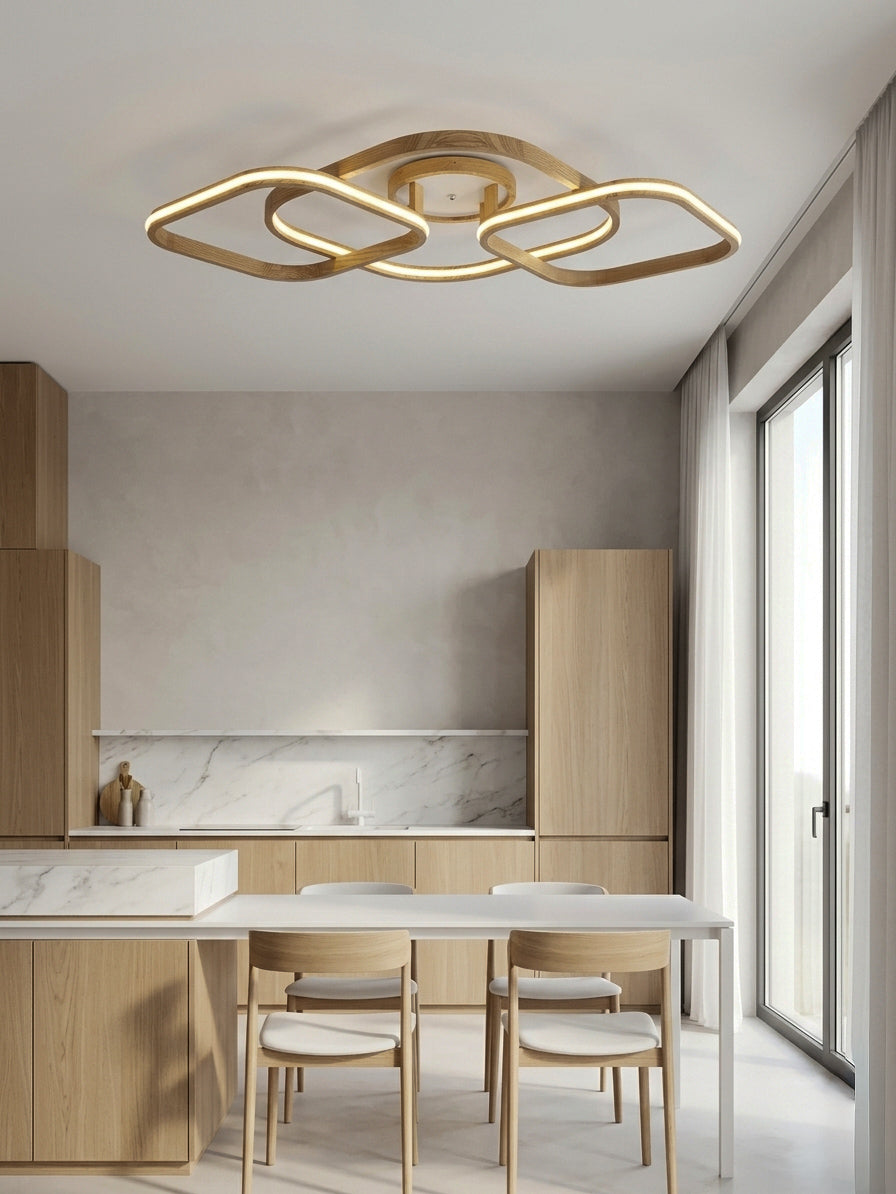 Square loop wood LED flush mount ceiling light — photo 10