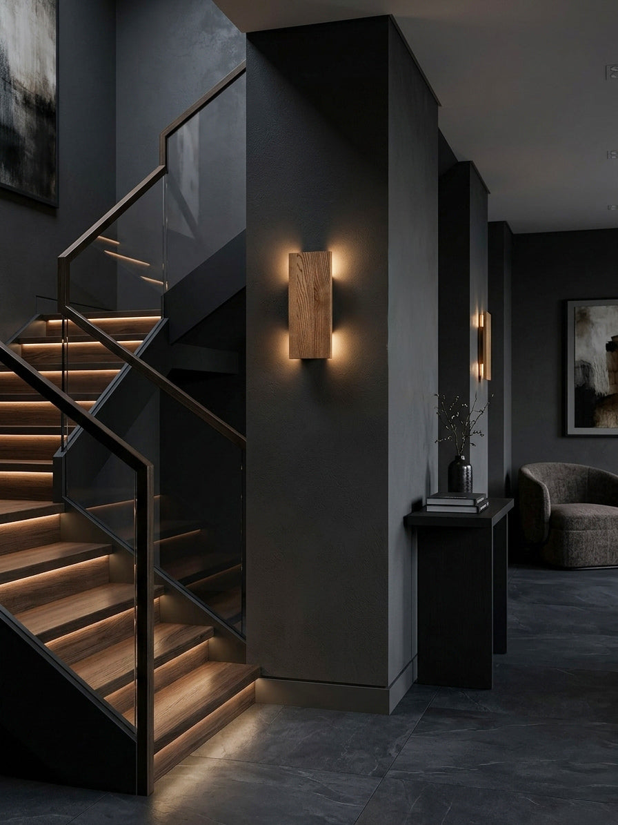 Handmade wood wall sconce with LED up-down light — photo 6