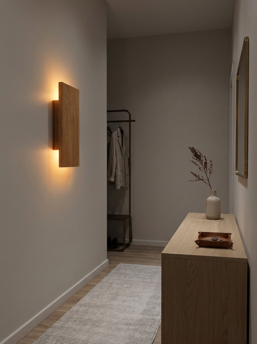 Handmade wood wall sconce with LED up-down light — photo 4