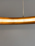 Oak ring LED pendant light with black canopy over kitchen island — photo 6