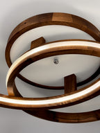 Double ring wood LED flush mount ceiling light, walnut — photo 3