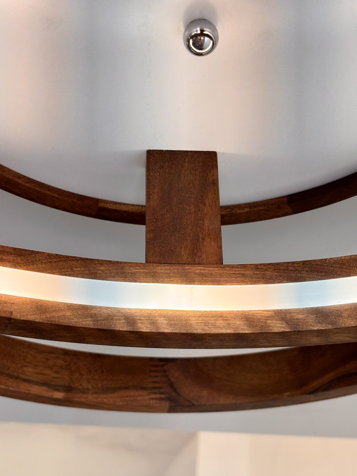Double ring wood LED flush mount ceiling light, walnut — photo 2