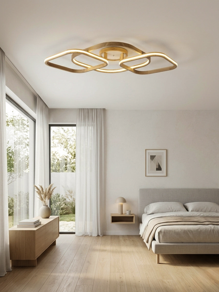 Square loop wood LED flush mount ceiling light — photo 7