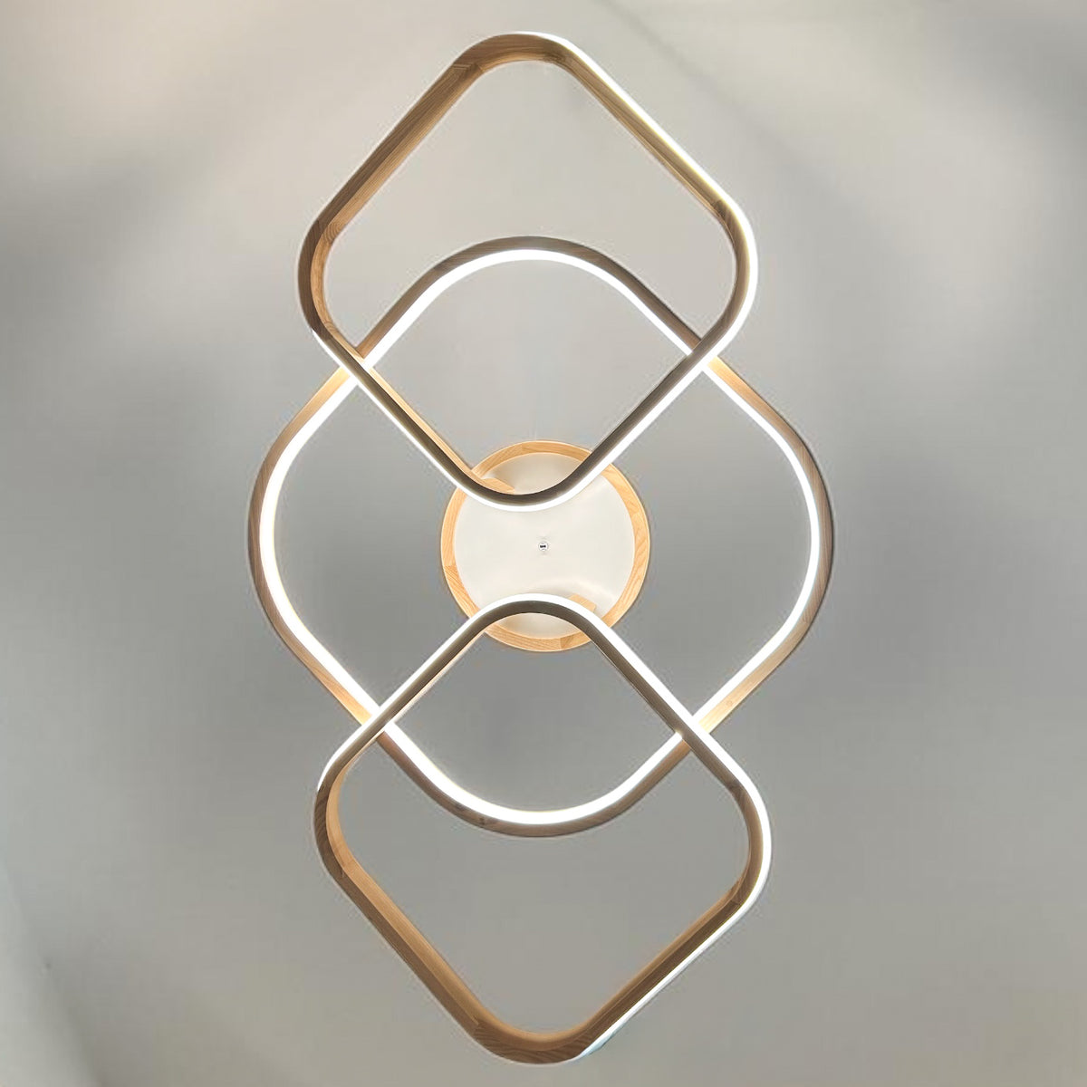 Square loop wood LED flush mount ceiling light — photo 4