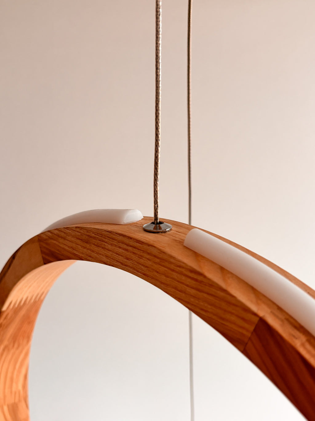 Two ring oak wood LED pendant light over kitchen island — photo 6