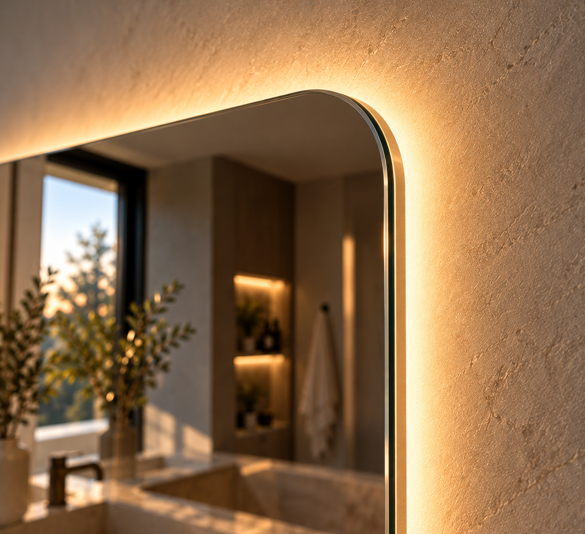Rectangle Backlit LED Mirror, Frameless