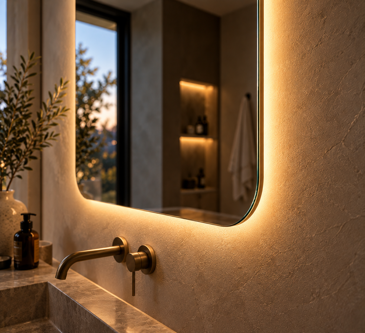 Rectangle Backlit LED Mirror, Frameless
