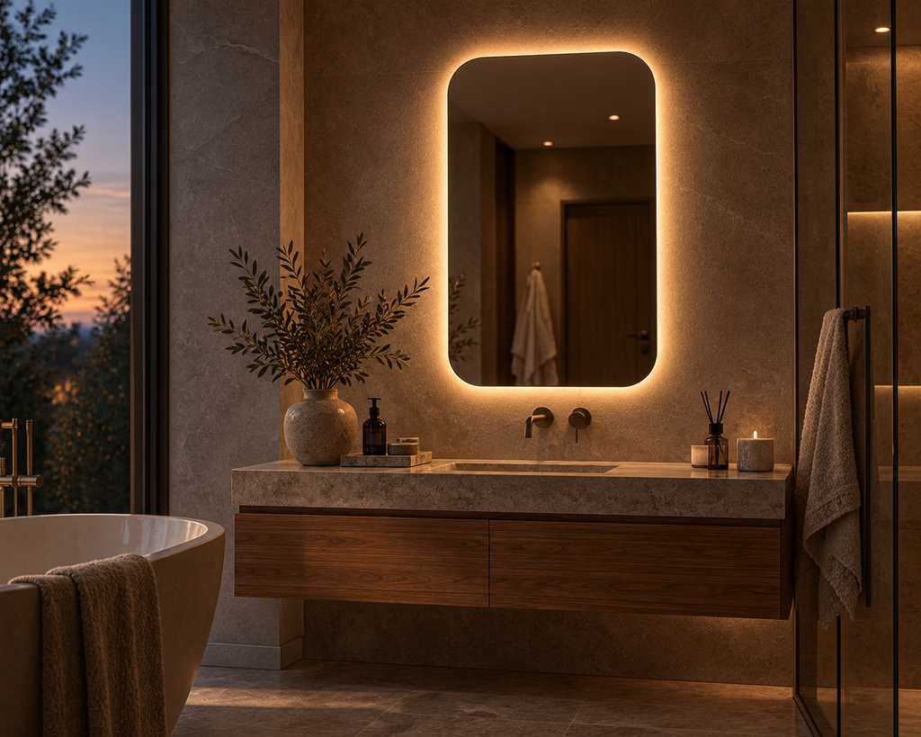 Rectangle Backlit LED Mirror, Frameless
