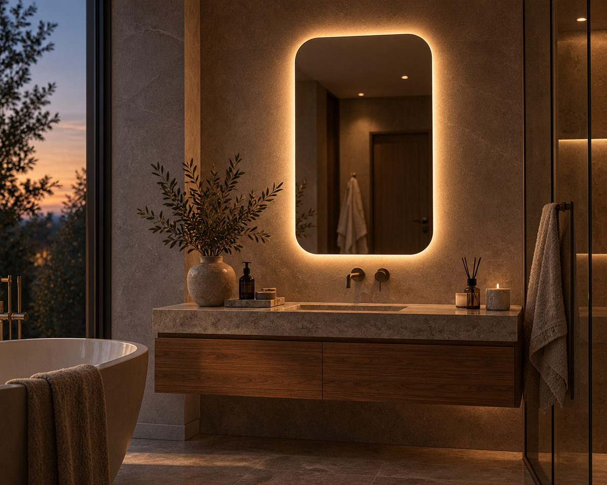 Rectangle Backlit LED Mirror, Frameless
