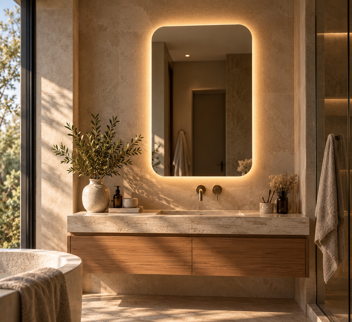 Rectangle Backlit LED Mirror, Frameless