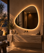 Asymmetrical Backlit LED Mirror, Frameless