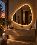 Asymmetrical Backlit LED Mirror, Frameless