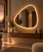 Asymmetrical Backlit LED Mirror, Frameless