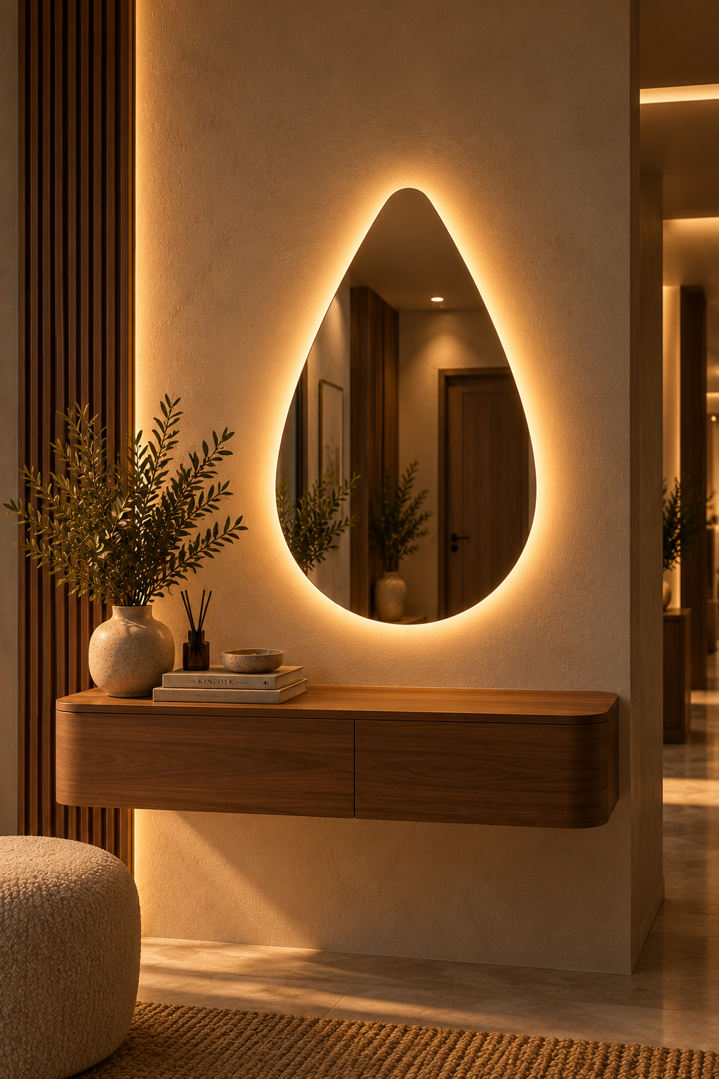 Teardrop Backlit LED Mirror, Frameless