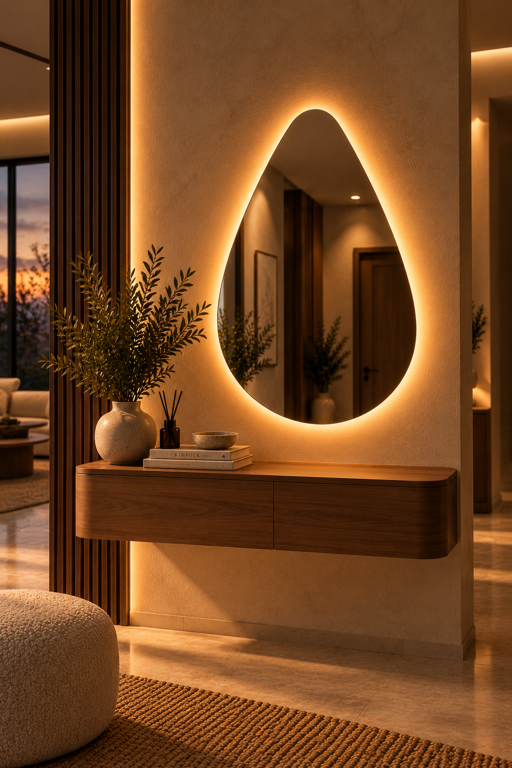 Teardrop Backlit LED Mirror, Frameless