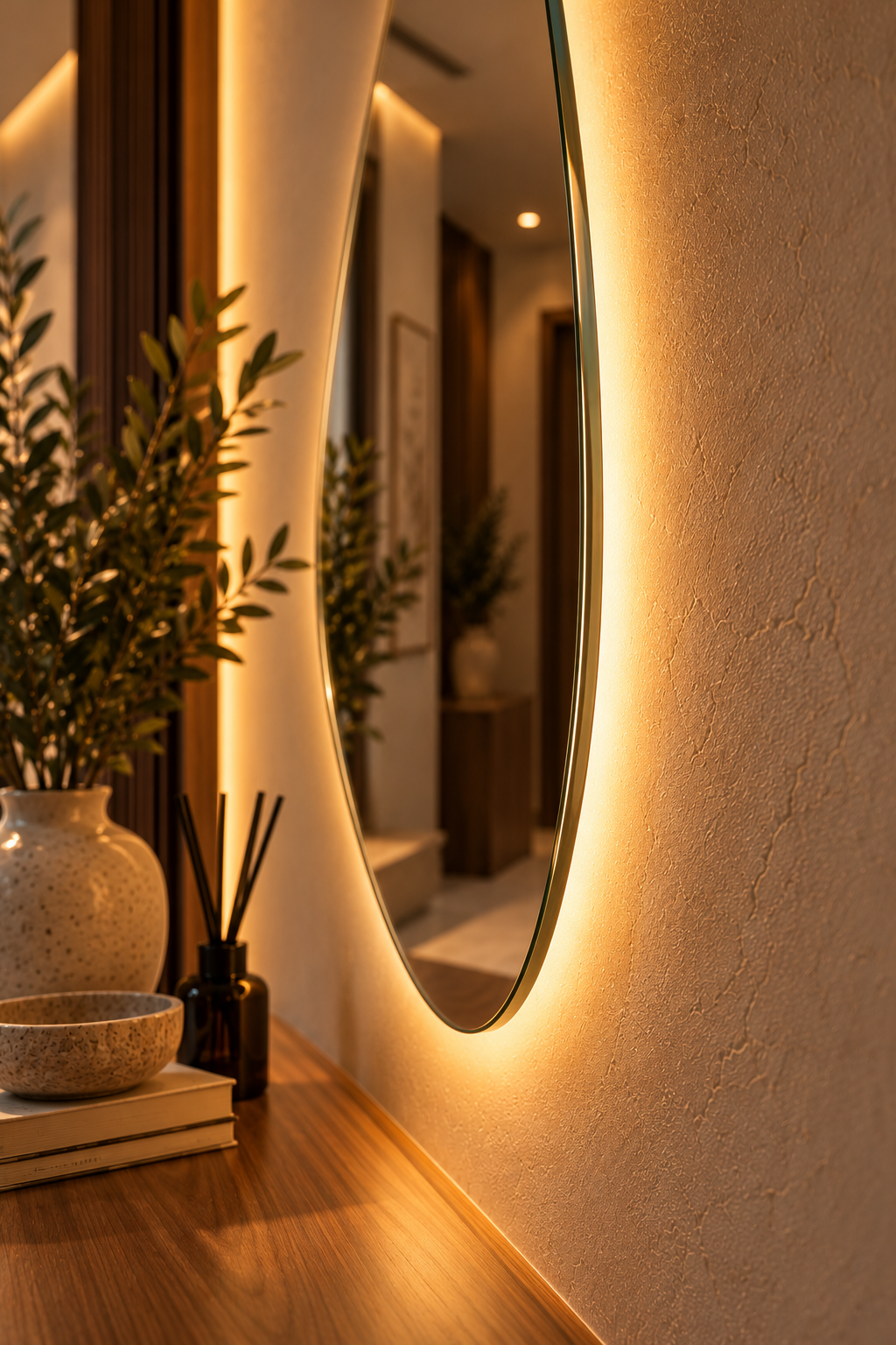 Teardrop Backlit LED Mirror, Frameless