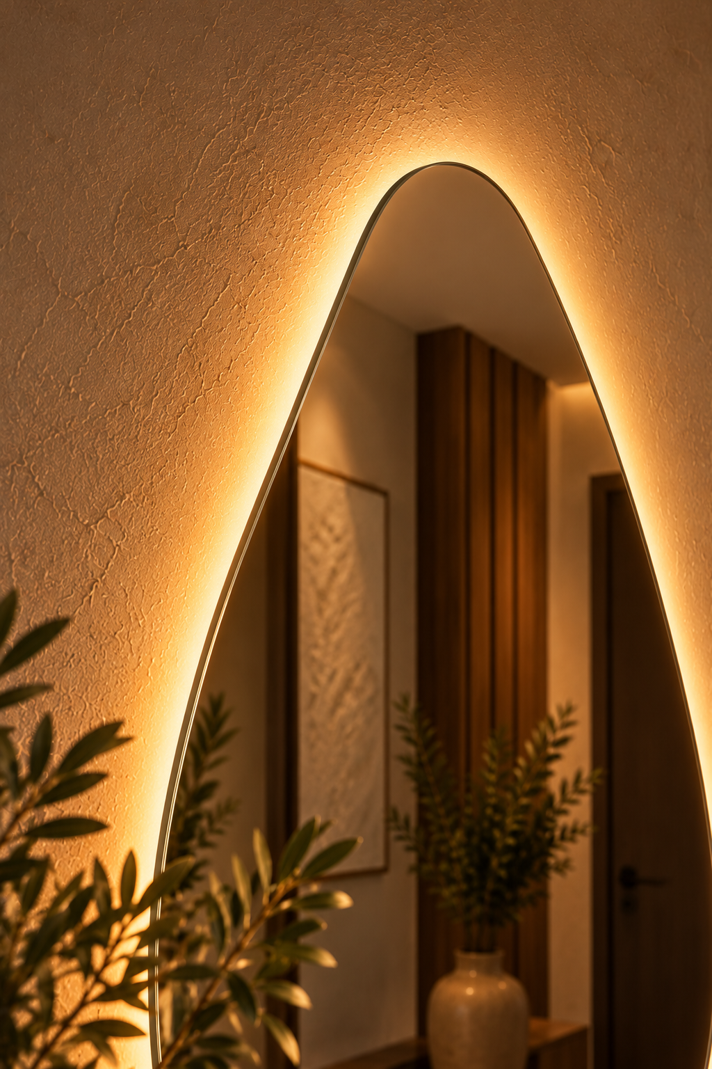 Teardrop Backlit LED Mirror, Frameless
