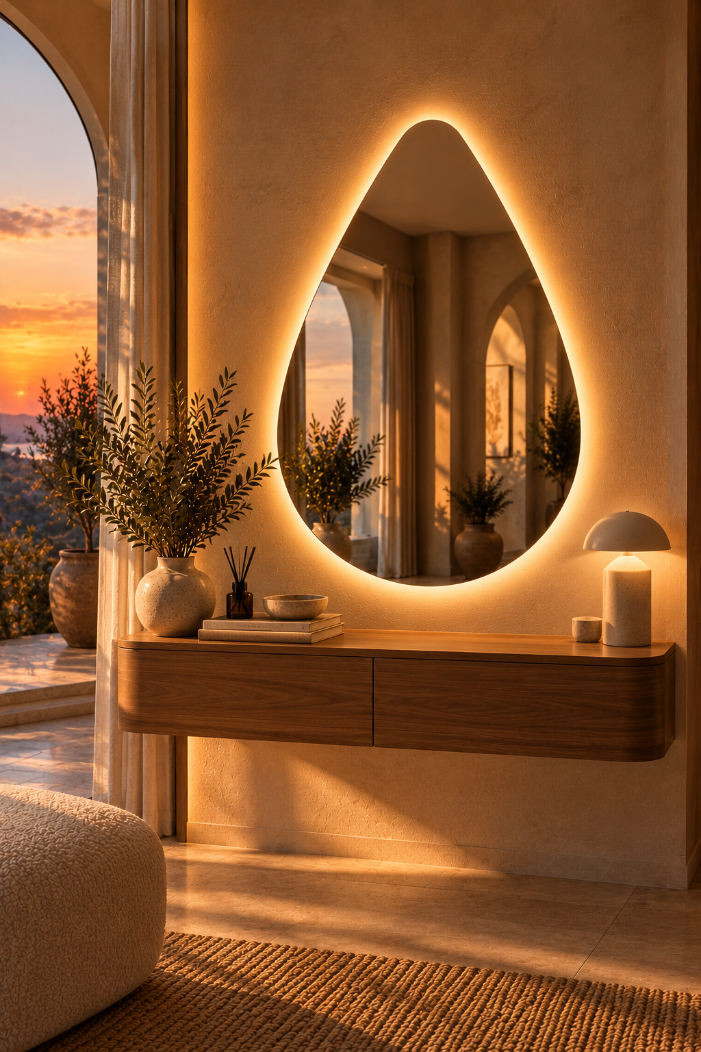 Teardrop Backlit LED Mirror, Frameless