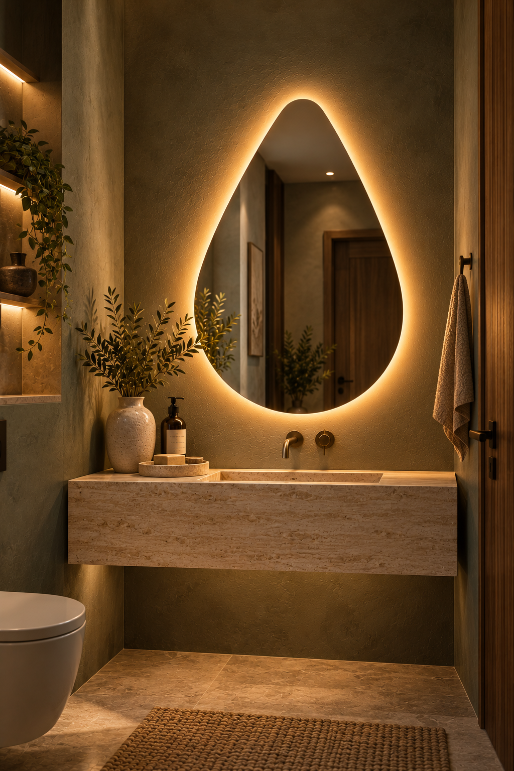 Teardrop Backlit LED Mirror, Frameless