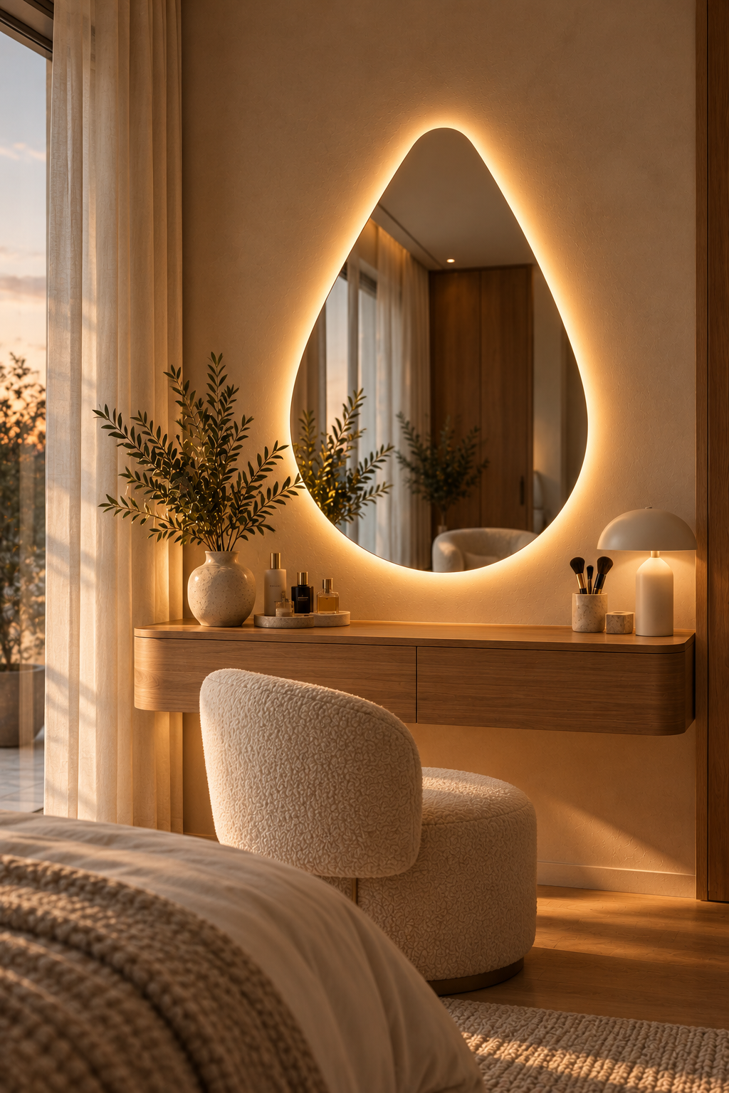 Teardrop Backlit LED Mirror, Frameless