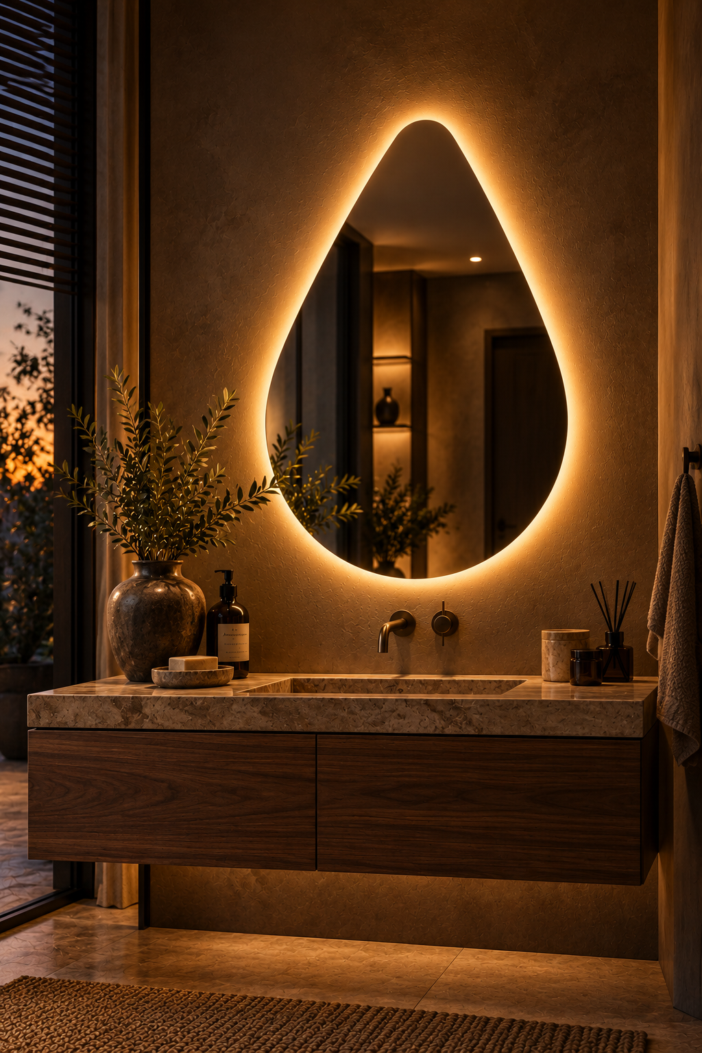Teardrop Backlit LED Mirror, Frameless