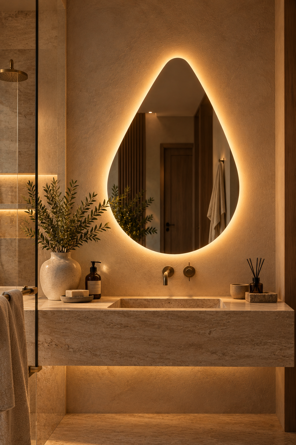 Teardrop Backlit LED Mirror, Frameless