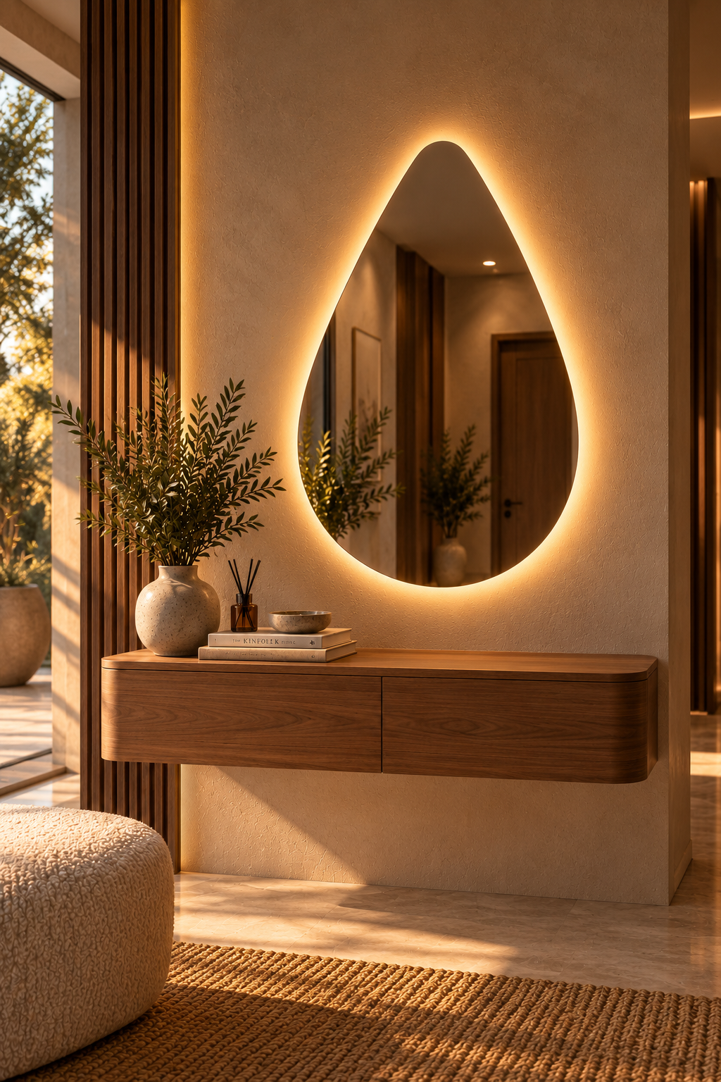 Teardrop Backlit LED Mirror, Frameless