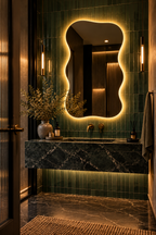 Wavy Backlit LED Mirror, Frameless