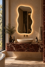 Wavy Backlit LED Mirror, Frameless