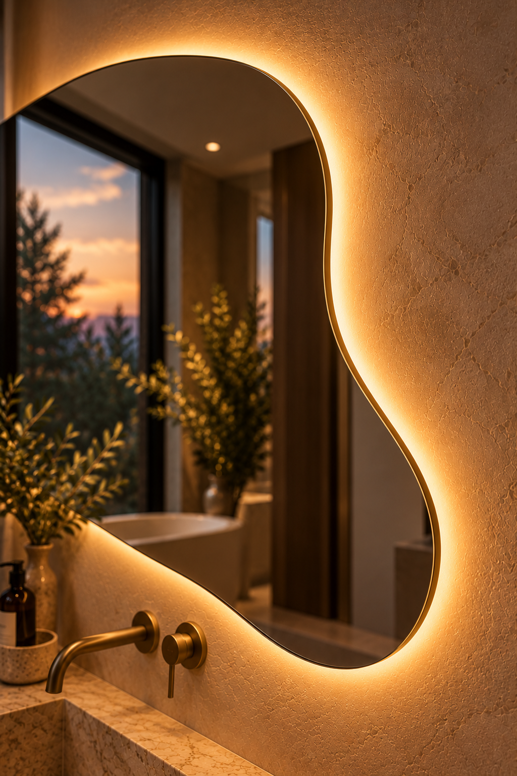 Blob Backlit LED Mirror, Frameless