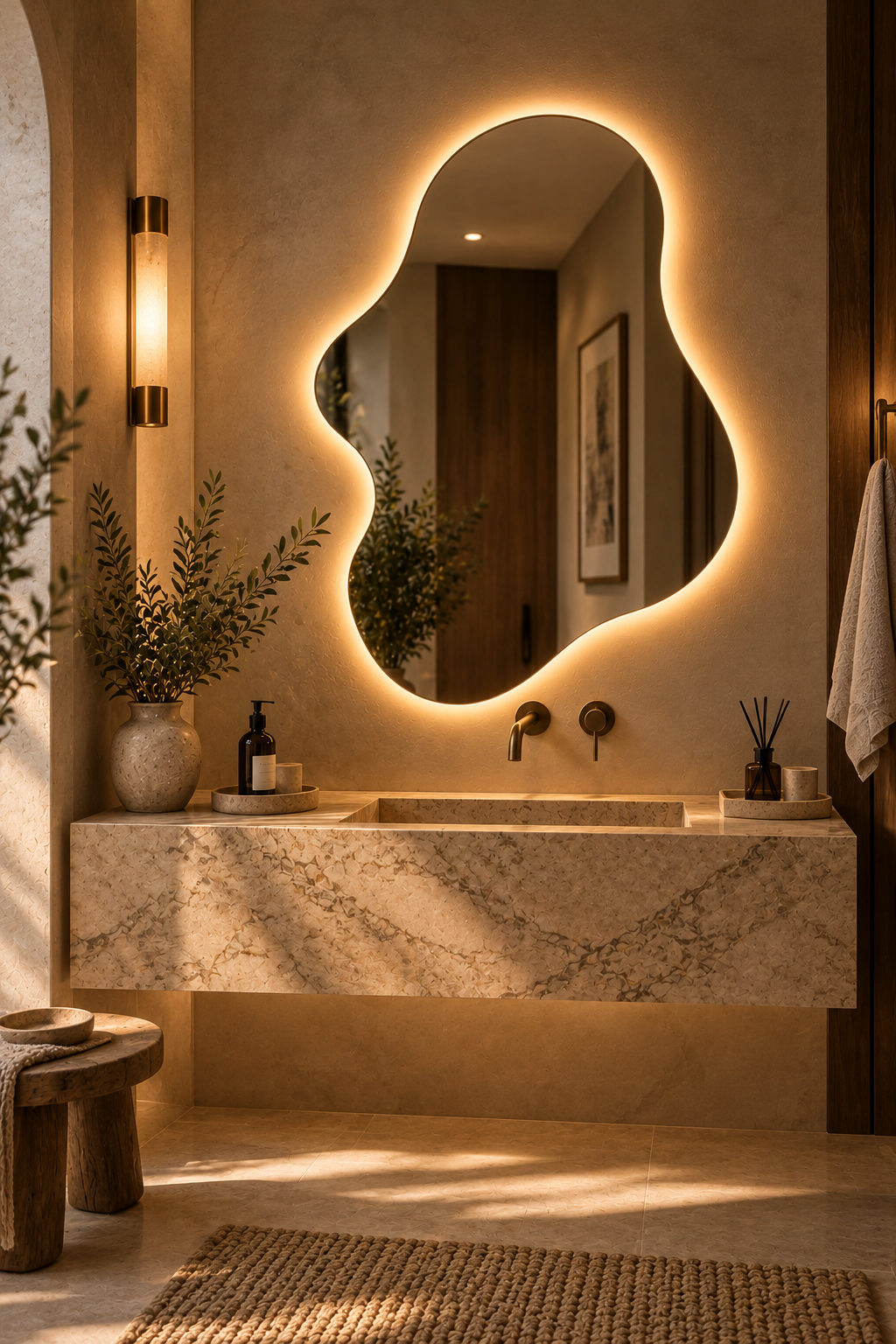 Blob Backlit LED Mirror, Frameless