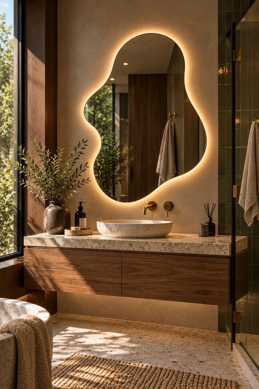 Blob Backlit LED Mirror, Frameless