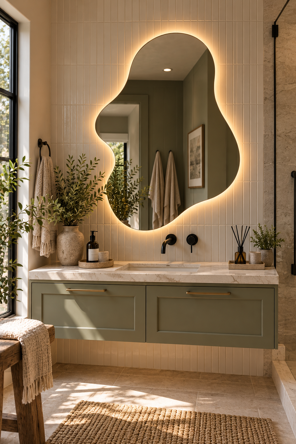 Blob Backlit LED Mirror, Frameless