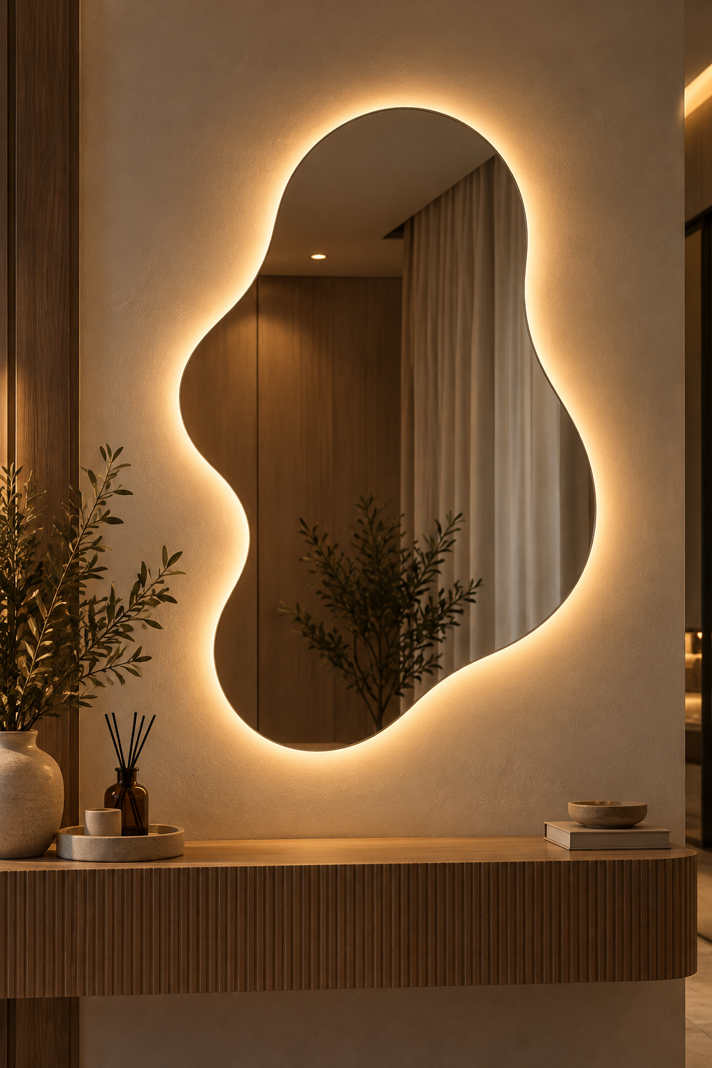 Blob Backlit LED Mirror, Frameless
