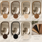 Rounded Rectangle Wood Wall Mirror – Solid Walnut, Oak or Ash | Custom Size, Bathroom-Safe Finish