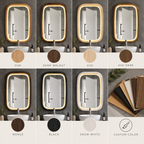 Rounded Rectangle LED Bathroom Mirror | Lighted Wood Frame, Touch Sensor