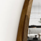 Close-up of the solid wood frame edge and grain