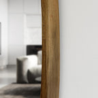 Detail of the mirror frame against a white wall