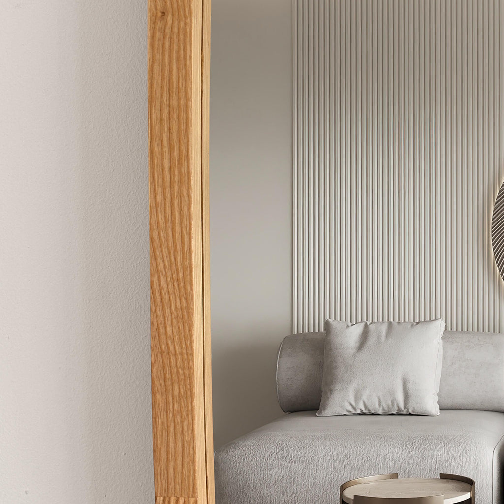 Rounded Rectangle Wood Wall Mirror – Solid Walnut, Oak or Ash | Custom Size, Bathroom-Safe Finish