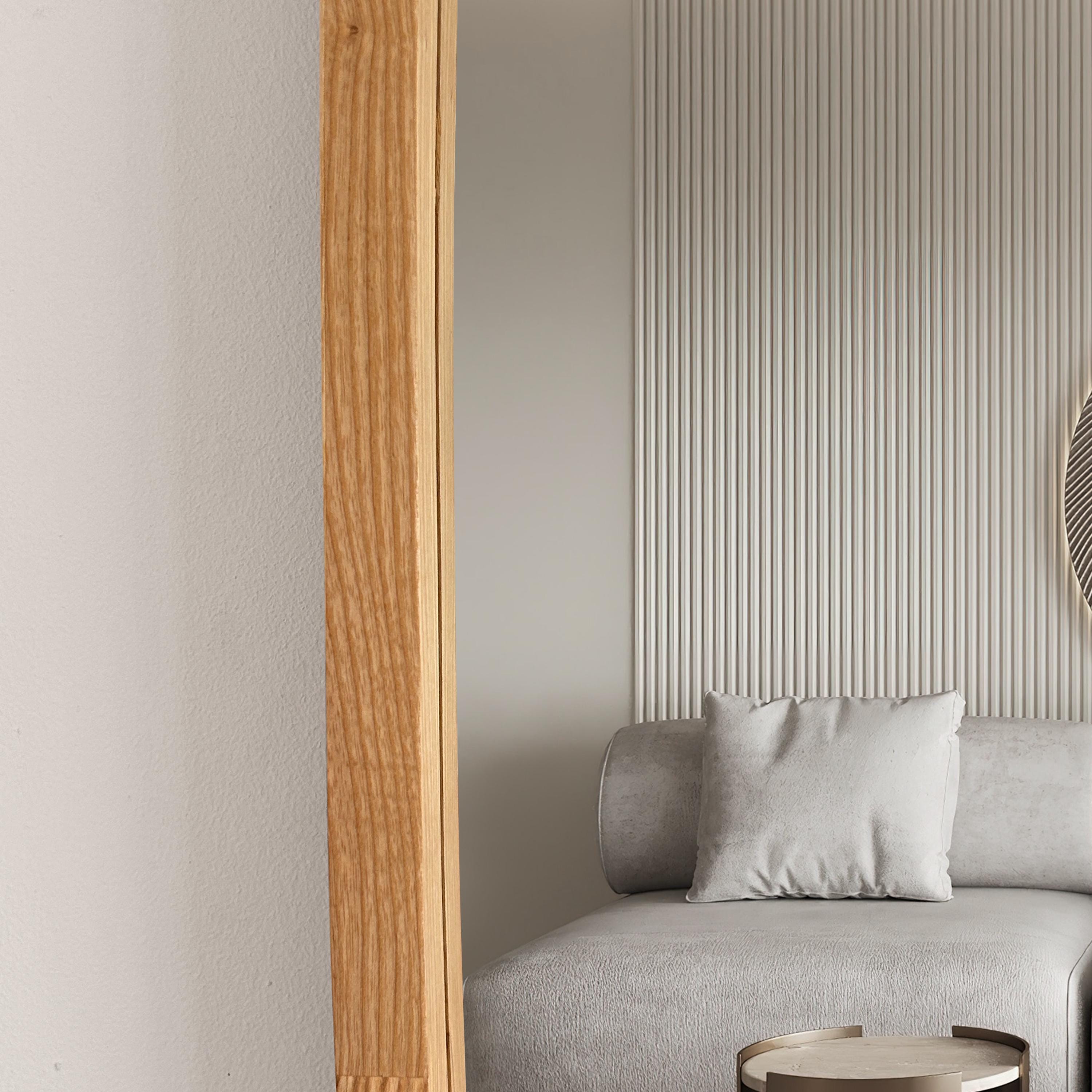 Rounded Rectangle Wood Wall Mirror – Solid Walnut, Oak or Ash | Custom Size, Bathroom-Safe Finish