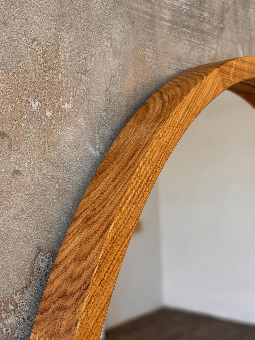 Mid-Century Modern Oval Wood Mirror | Handmade Bathroom Vanity & Entryway Wall Decor
