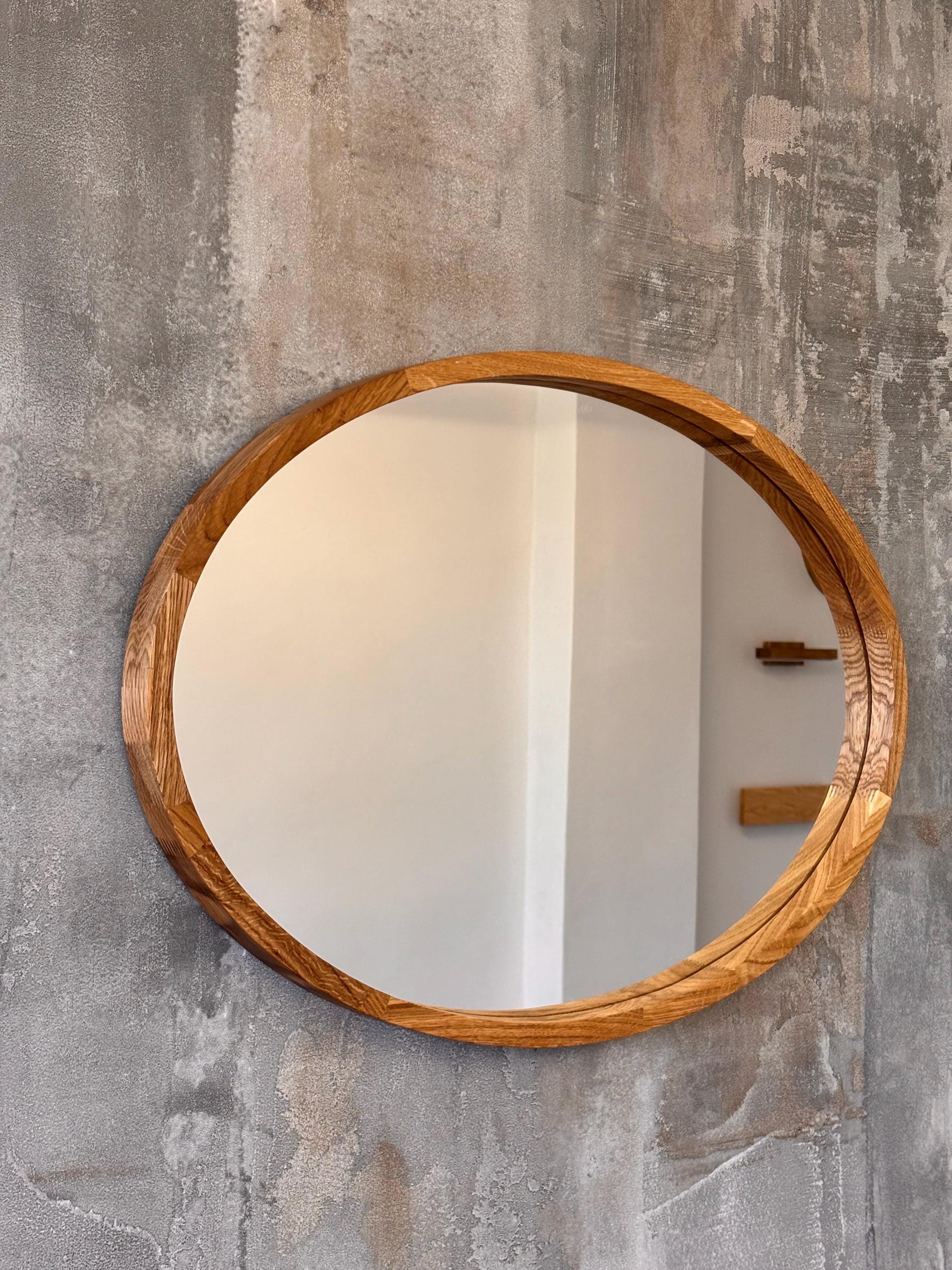 Mid-Century Modern Oval Wood Mirror | Handmade Bathroom Vanity & Entryway Wall Decor