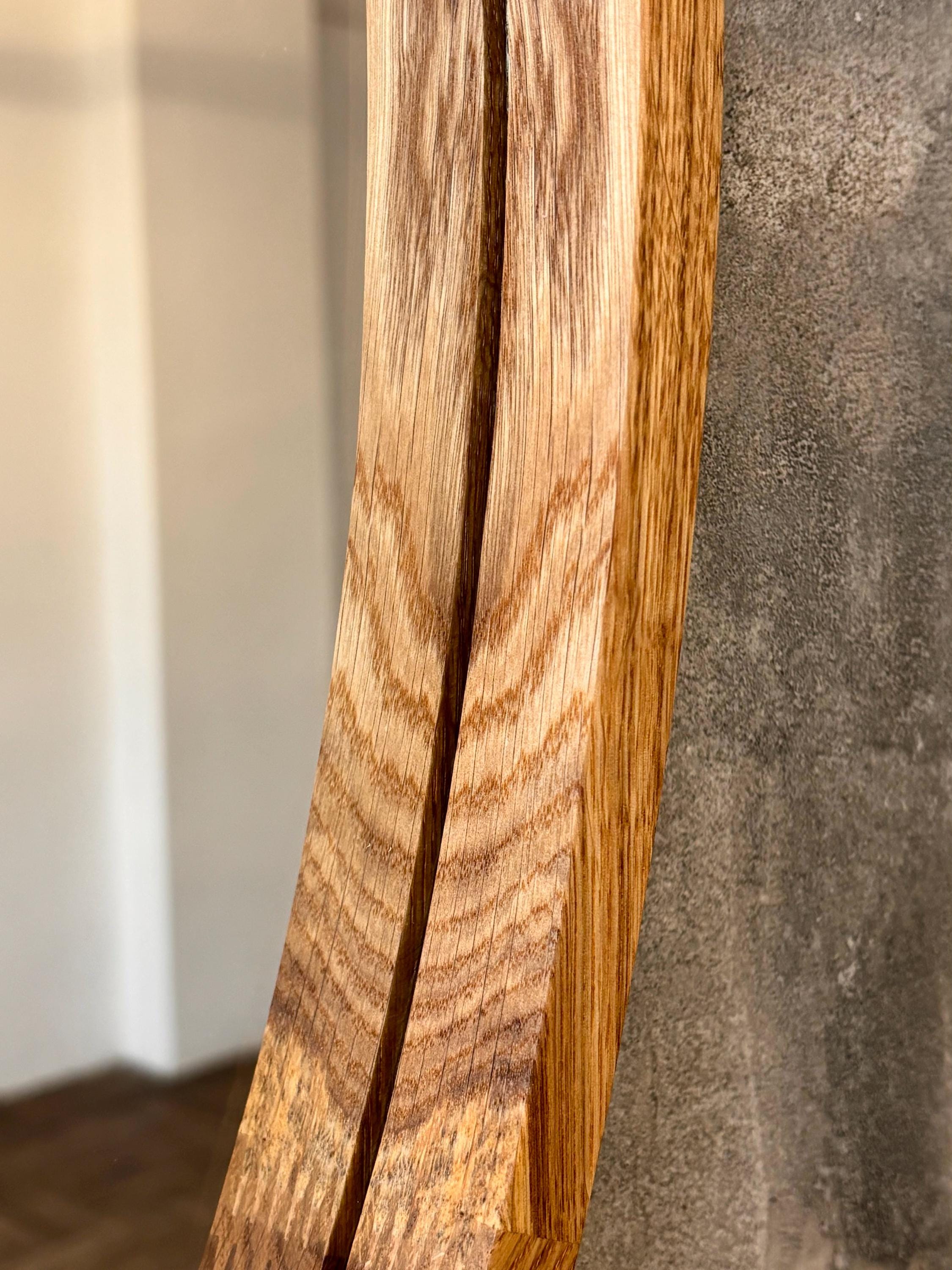 Mid-Century Modern Oval Wood Mirror | Handmade Bathroom Vanity & Entryway Wall Decor